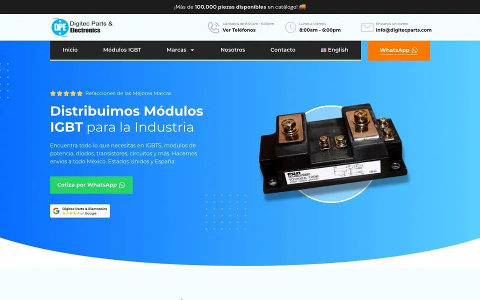 Sitio web de Digitec Parts